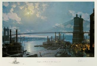 CINCINNATI Moonlight on the Ohio from the Public Landing in 1880