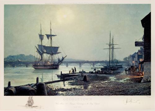 GEORGETOWN Water Street in 1845, Passengers Embarking in the Brig Edward