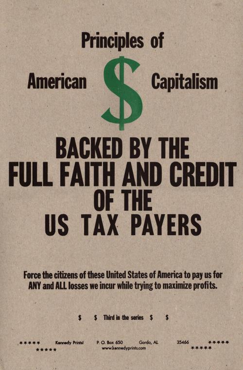 Principles of American Capitalism Backed by the Full Faith and Credit of the US Tax Payers Force the Citizens of These United States of America to Pay Us For Any and All Losses We Incur While Trying to Maximize Profits