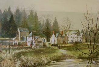 untitled, rural houses and stream