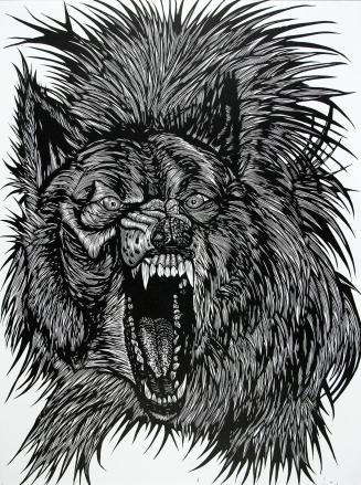 untitled, snarling wolf