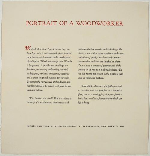 Portrait of a Woodworker, title page