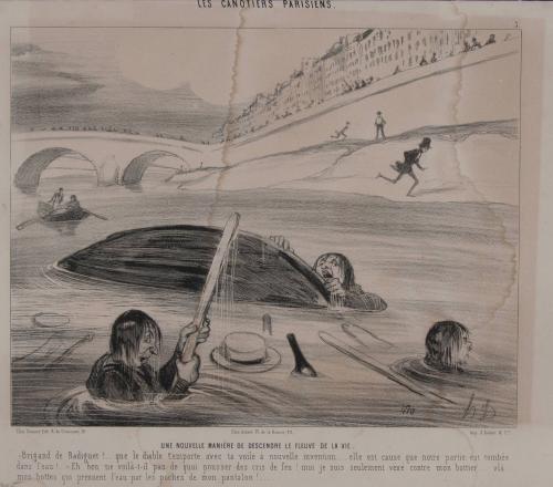 Une Novelle Malere de Descendre le fleure de la Vie [A New Way to Float Down the River of Life], plate 3 from Les Canotiers Parisiens