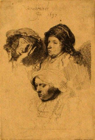 [Three heads of women: one asleep]