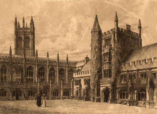 untitled [Magdalen College, Oxford (Founder’s Tower and the Cloisters)]