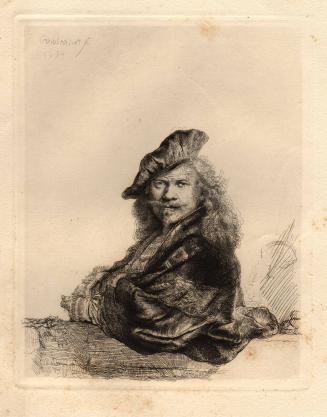 Self-Portrait (Rembrandt leaning on a stone sill)