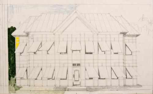 Two studies, Una Casita Amarilla (Yellow House) on recto, and arched doorway with figure on verso