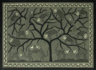 [Tree with cats and peacocks]