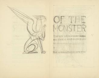 (183) book design for “Of the Monster, Twenty wood engravings by Boris Artzybasheff” – The Viking Press – New York; sketch of griffin at left
