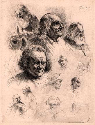 Sheet of Various Male Heads