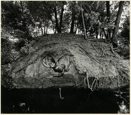 untitled [landscape with superimposed image of baby in womb]