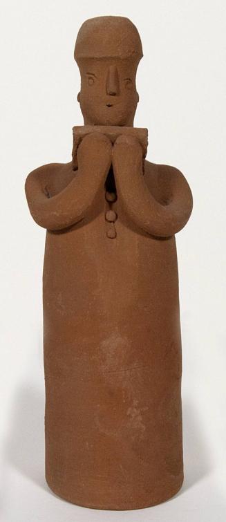 votive figurine with conical-shaped body, holding a tablet