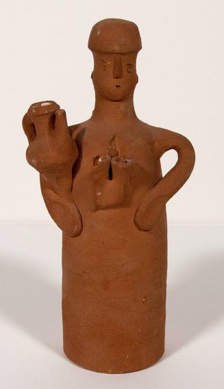 [Votive figurine with conical-shaped body, carrying a samovar]