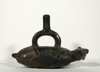 [Stirrup pot with dog]