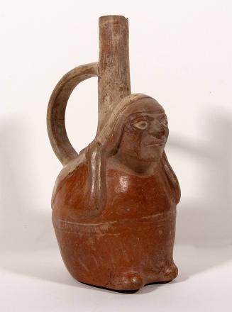 [Stirrup pot with figure]