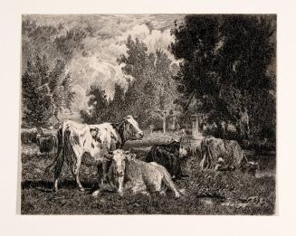 Landscape and Cattle (after painting by Charles Émile van Marcke de Lummen)