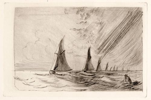[Sail boats with rainstorm approaching]