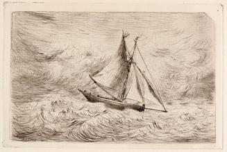 untitled [sailboat in rough seas, full sail]