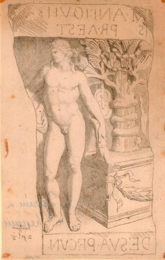Drawing counterproof of a study of classical sculpture, from the artist’s sketchbook