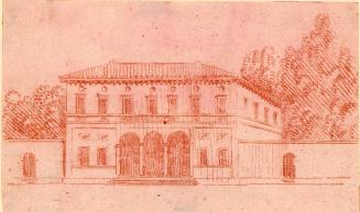 [Drawing in sepia of an Italian villa from artist’s sketchbook]