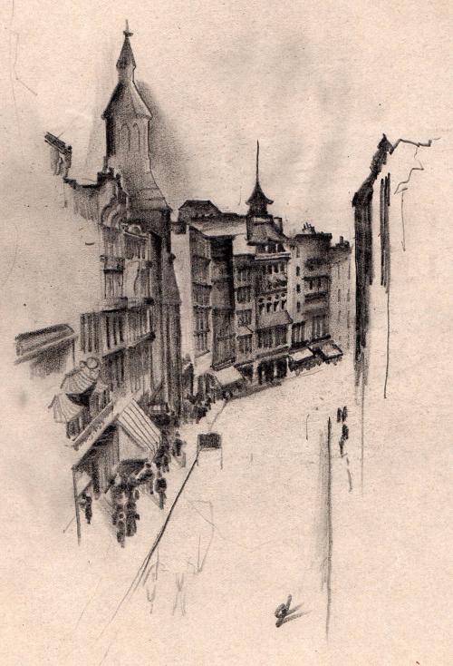 [Street scene, aerial view]
