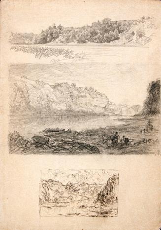 [Three landscape drawings]