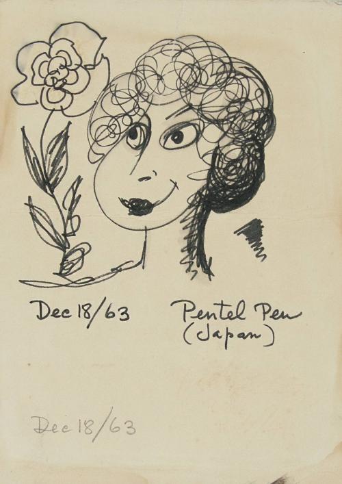[Study of woman’s head and a flower]