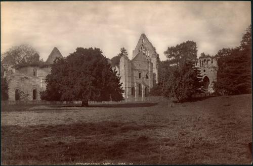 Dryburgh Abbey from S. 1385. J.V.