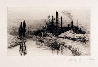 [Landscape with canal and factory chimneys]