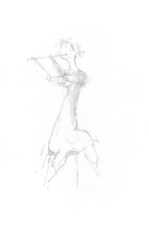 [Seated figure with flute]