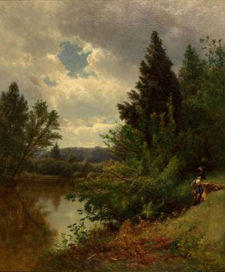 Summer Landscape with Two Figures on River Bank