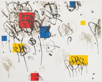 [Grouped primary colored geometric shapes with black lines on white background]