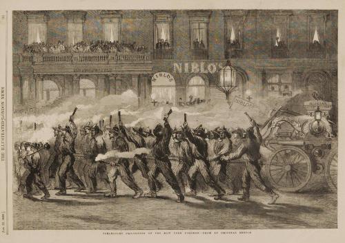 Torchlight Procession of the New York Firemen - from original sketch