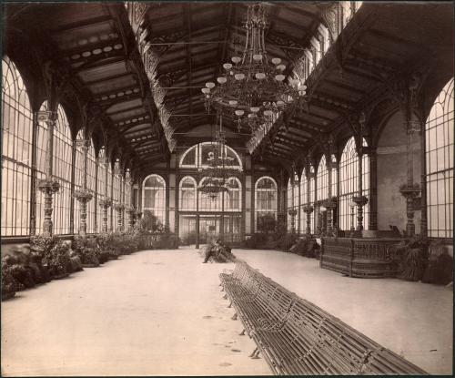 [Windowed interior with benches]
