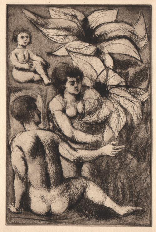 Three Figures with Flowers
