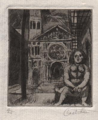 Woman Before a Church