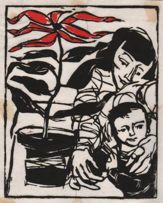 Christmas card, Mother, Child and Plant