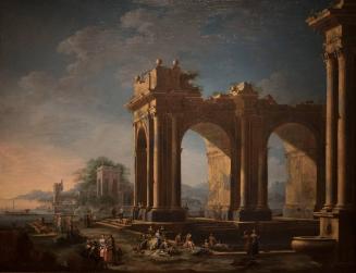 [Fantastic landscape with ruins and figures]