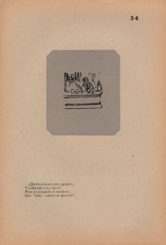 34. Barkeeper. Who is that in this dive,/ Selling rich liquor?/ Why, the barkeeper is Joaquin,/ Who, only yesterday, was embalmed.