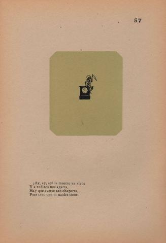 57. Hallowe’en Imp. Oh! My, my! Here comes Death!/ Everyone it seizes! My luck is short!/ I don’t believe Death even spares his mother!