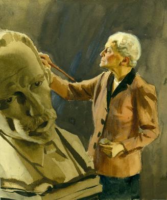 [Anna Hyatt Huntington working on sculpture of José Martí]