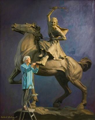 [Anna Hyatt Huntington working on sculpture of Sybil Ludington]