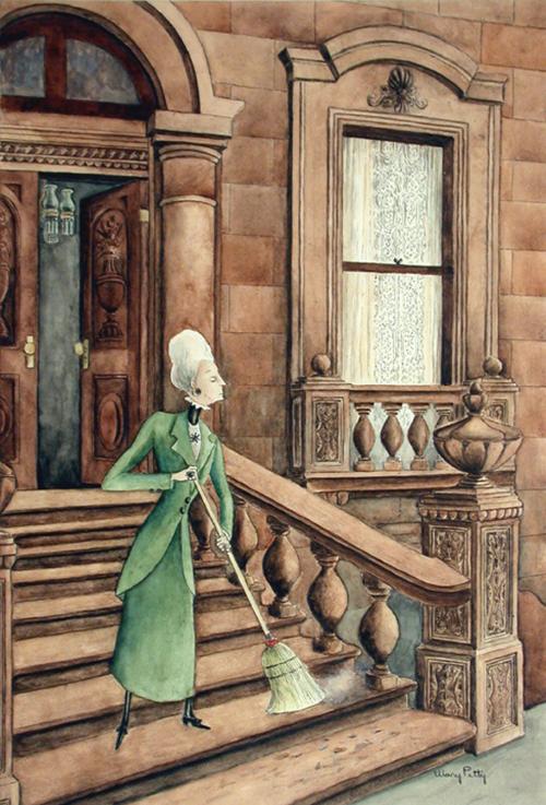 [Mrs. Peabody Sweeping Steps]