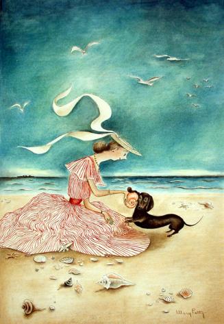 [Girl with Dachshund and Shell]