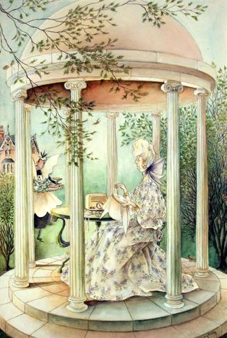 [Mrs. Peabody in gazebo]