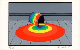 [Rainbow paint can with spill]
