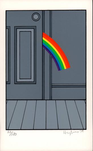 [Rainbow peeking through doorway]