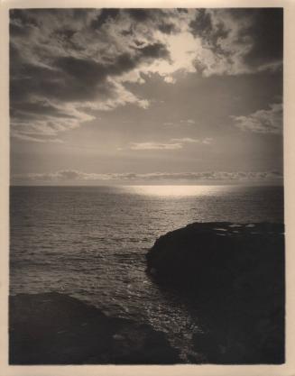 untitled [rocky coast, ocean horizon, cloudy sky with sun]