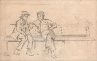 Ellis Island (two men seated on a bench)