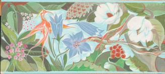 Hummingbirds with flowers, Laurel, Magnolia, Holly, Gentians